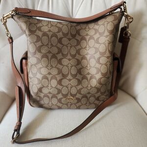 EUC AUTH Coach Signature Pennie Crossbody Bag C1523 Khaki/Redwood